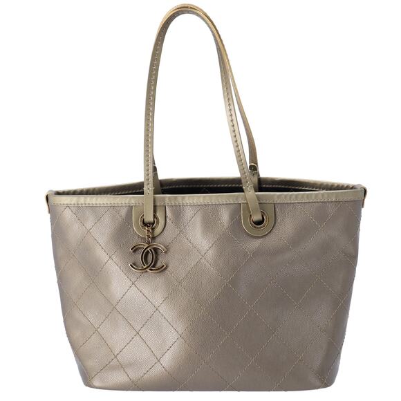 CHANEL Wild Stitch On the Road Shoulder Bag A92211 Khaki Gold